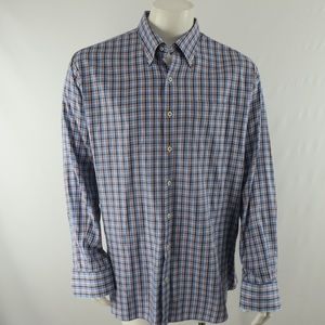 Peter Millar Button Up Shirt Mens XL Blue 100% Cotton